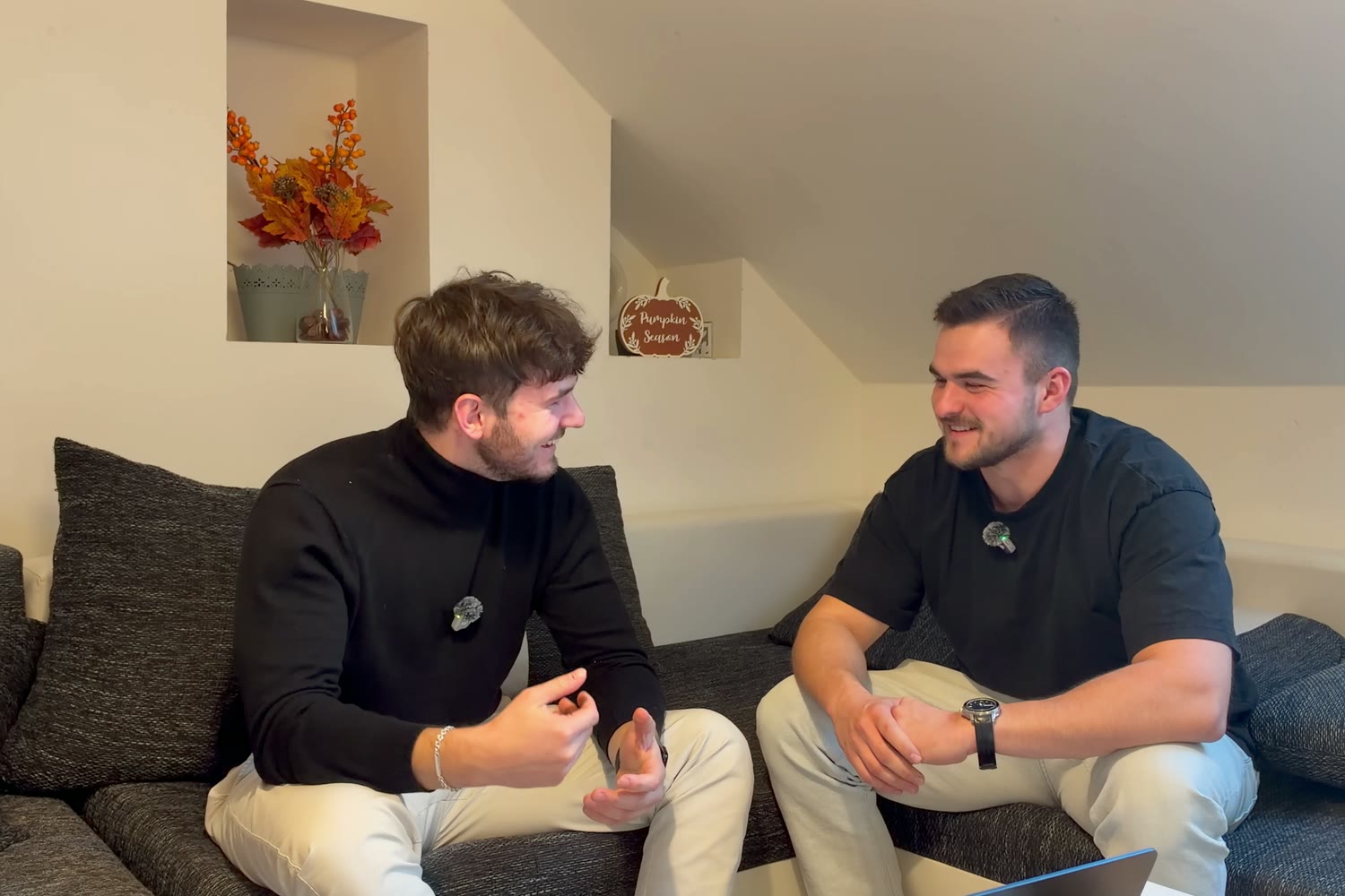 Matěj Jíra a Richard Janďourek při natáčení rozhovoru